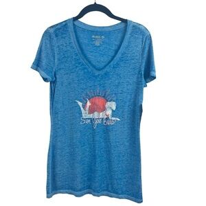Reel Legends Womens Performance Shirt Burnout Sun Your Buns Blue Lightweight M